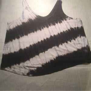 Terra & Sky 2XL Womens Tie Dye Tank Top In Black White And Gray Loose & Soft